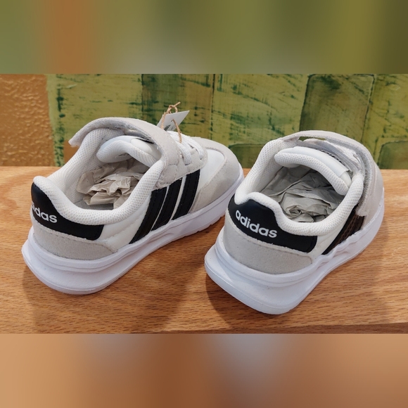 Adidas Kids White and Black Strap Sneakers - Picture 2 of 6